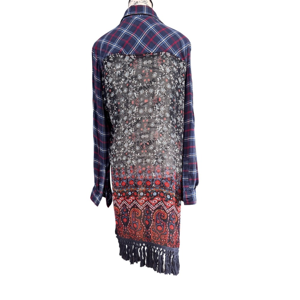 Upcycled  Plaid Flannel high/low asymmetrical